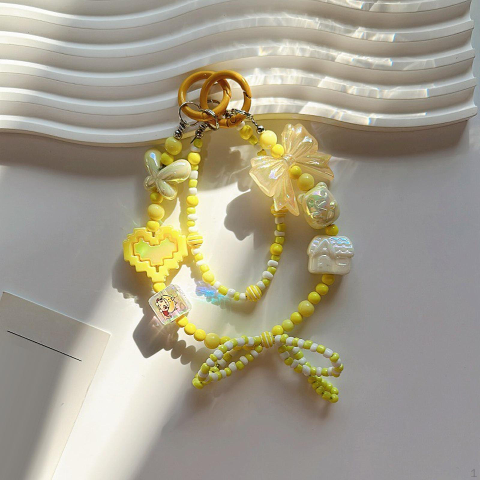 

Брелок для ключей из бисера, автомобильный держатель для ключей, симпатичная цепочка для детей, девочек, женщин, детей жёлтый