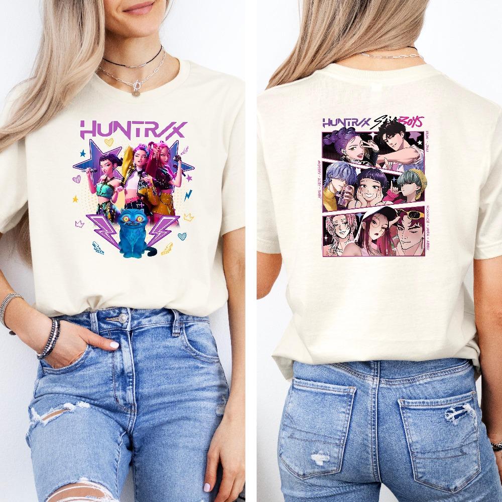 

Huntrix Shirt Saja Boys Boy Band Shirt Kpop Demon Hunters Movie Shirt Bootleg Retro Movie Shirt Demon Hunters Merch Shirt 2XL