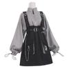 Vintage Frauen Gothic Punk Lolita Kleid Lässig Hohe Taille Langarm Hut Kragen Sexy Gry Schwarze Mädchen Mini Kleider Gothic Kleidung