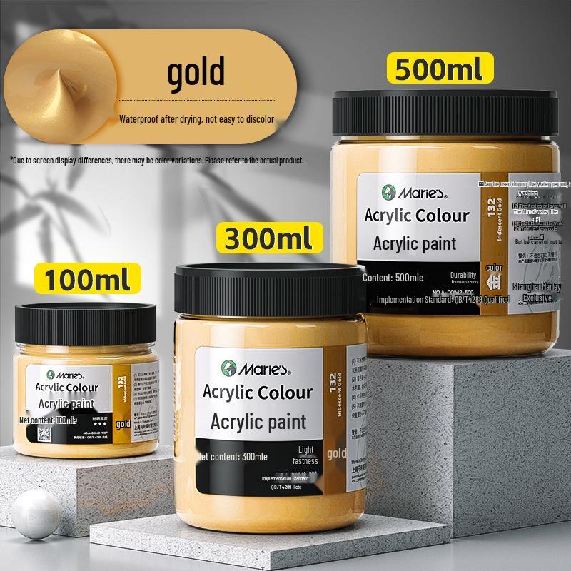 Mali Acrylic Paint, Silver & Buddha Light Gold, 300ml - Ideal for DIY Wall Painting Beginners. 300ml Gold