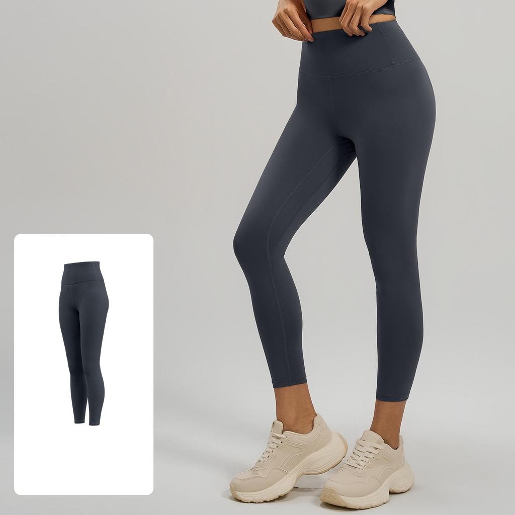 Leggings femininas de cintura baixa e ajuste fino de nove pontos, calças casuais de ioga com elevação do quadril