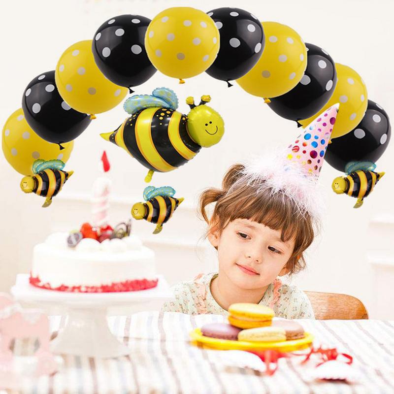 Bee Aluminum Film Balloon Yellow Polka Dot Black Polka Dot Package Ladybug Birthday Party Decoration Wedding Balloon