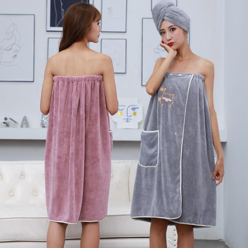 Bathrobe Bathroom Soft Microfiber Magic Absorbent Towel Beach Bathrobe Towels for Women Quick- Dry Bath Towel