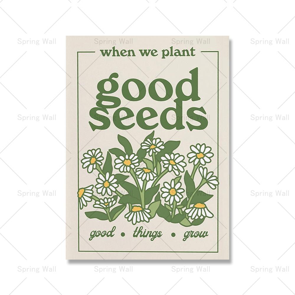 

Винтажные ботанические цветочные постеры и принты зеленая настенная картина эстетическая цитата растения холст живопись для гостиной домашний декор 21x30cm No Framed