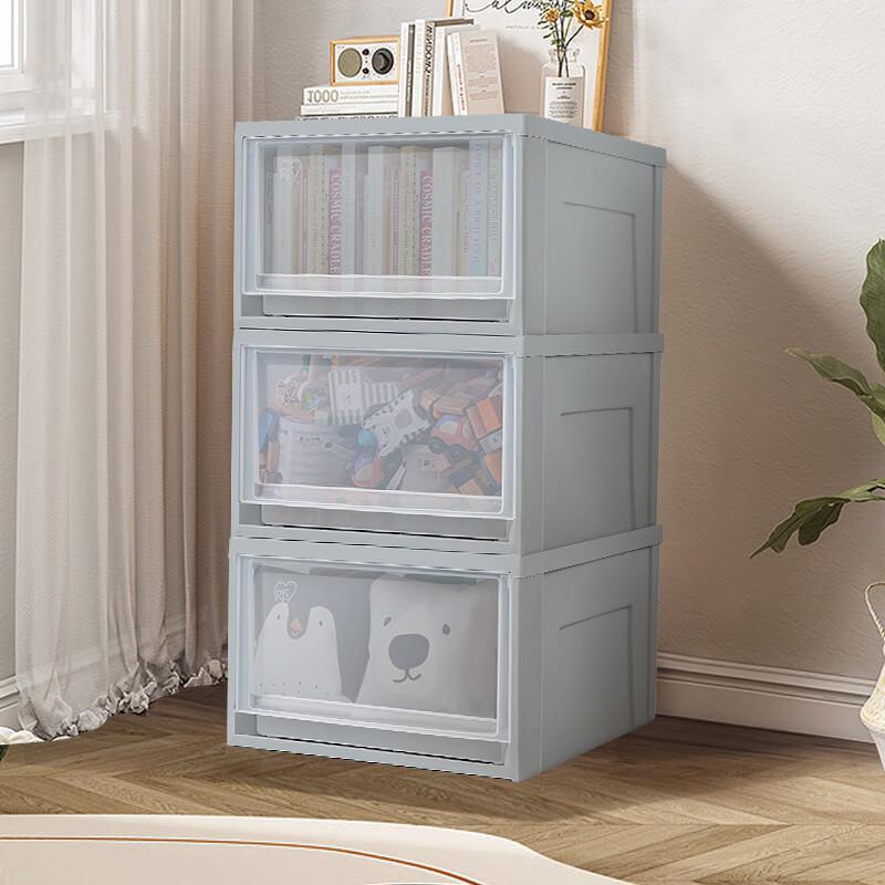 IRIS Large Plastic Drawer Storage Box for Clothes And Toys, 28L Gray, 1 Pack, 450S