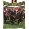 Horse racing action 11 Throw Blanket blankets and throws Quilt Plaid Decorative Sofas Blankets