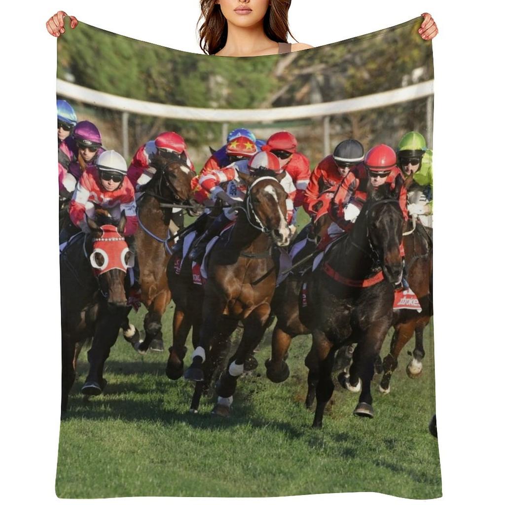 Horse racing action 11 Throw Blanket blankets and throws Quilt Plaid Decorative Sofas Blankets