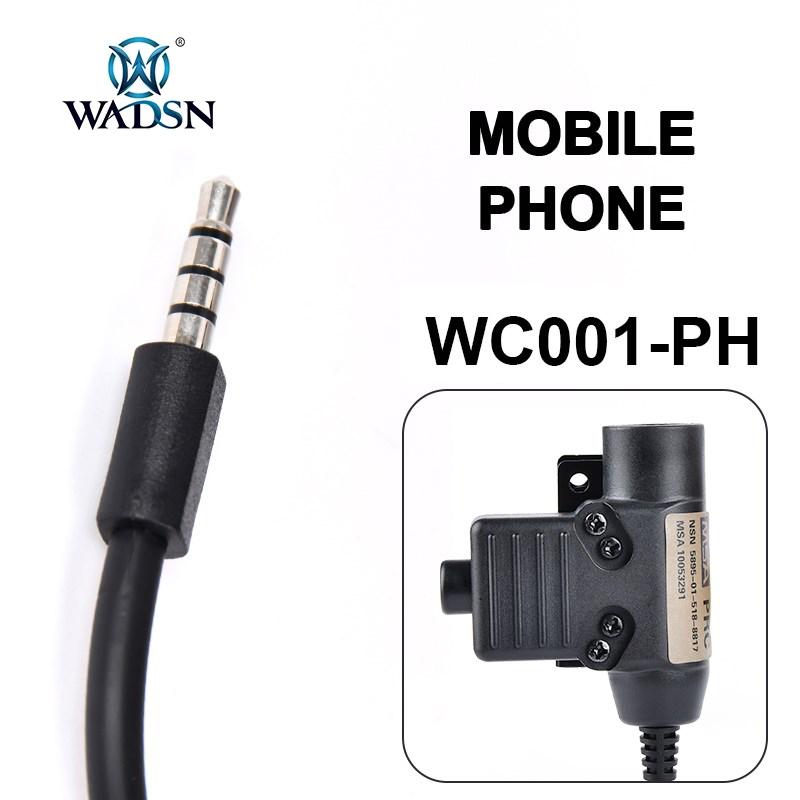 WADSN Military Tactical U94 PTT 7.0 Plug Headset Adapter For COMTAC Earmor Baofeng Kenwood Walkie Talkie Radio Motorola Midland