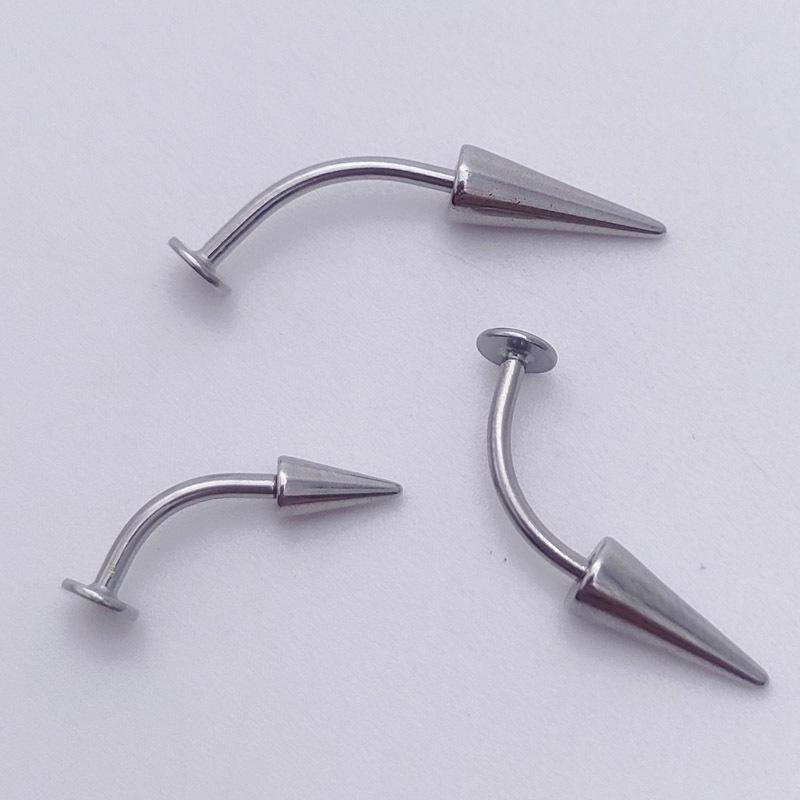 Titanium and Stainless Steel Curved Barbell with Cone and Ball for Eyebrow, Lip, and Navel Piercings