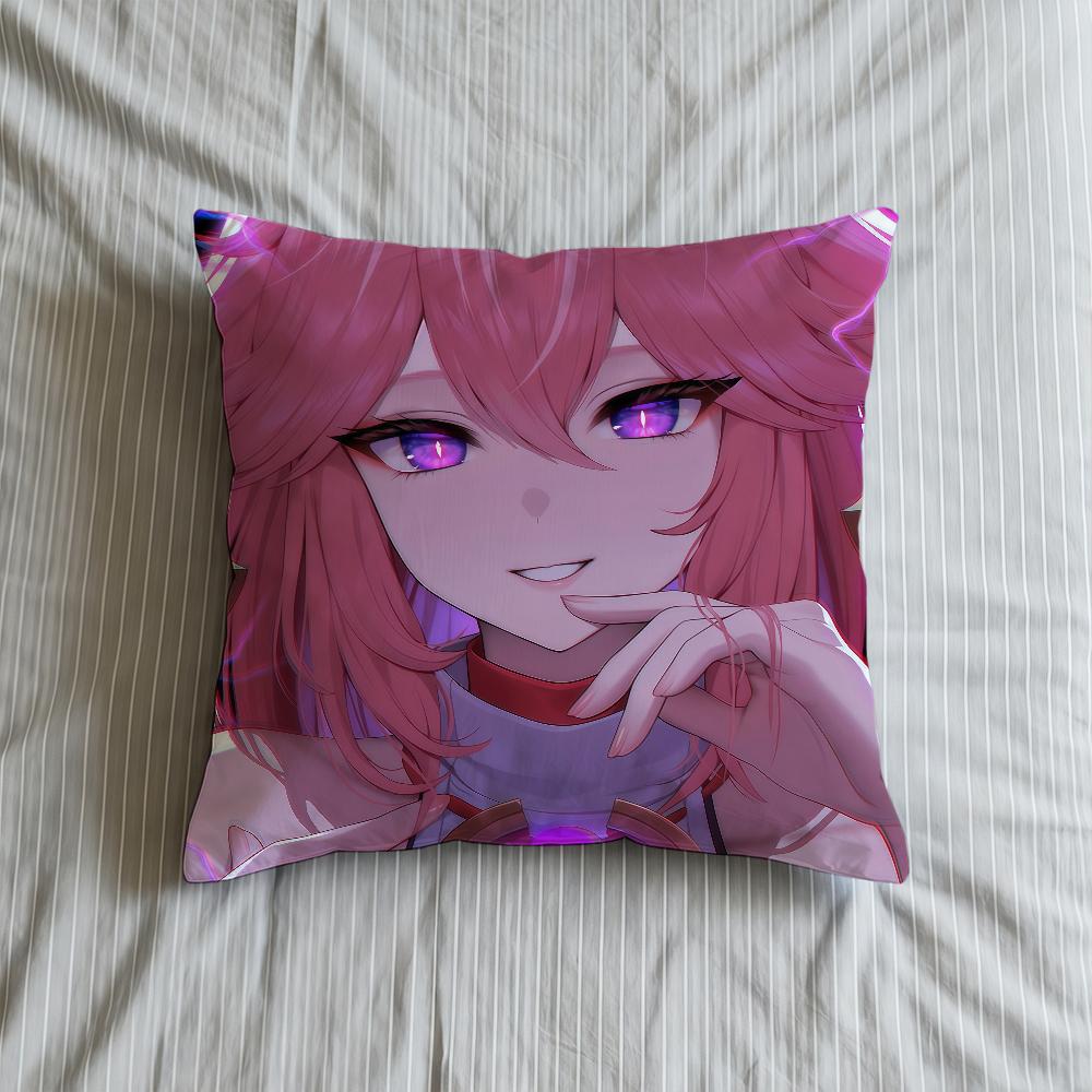 Cushion Cover Soft Yae Case Miko For Sofa Living Room Home Comfortable Genshin Office Impact Decor Protective Pillow Covers