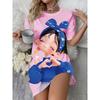 Fun Animal Colorful Patterns Women Mini Dresses Summer Short Sleeve Printed Plus Size Casual Comfortable Soft Dress