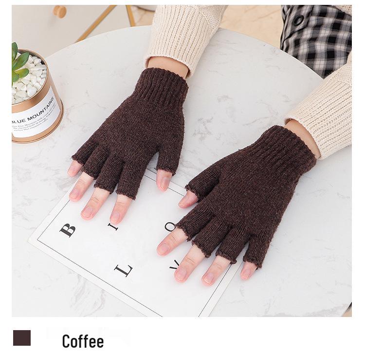 Unisex Wool Half-Finger Gloves for Autumn/Winter - Knitted Fingerless Gloves for Cycling & Typing