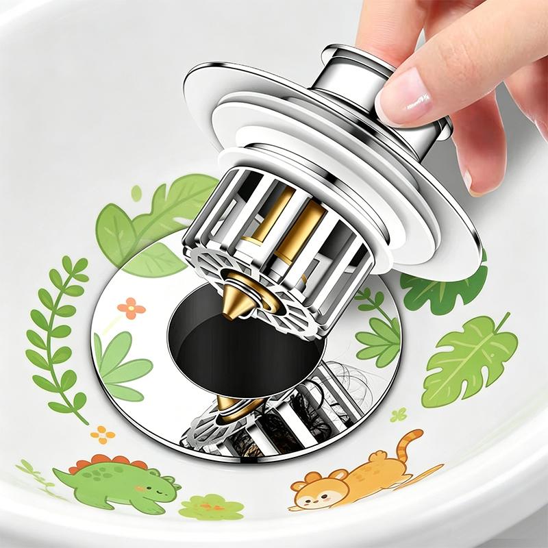 Hair Blocker Bathroom Brass Electroplating Basin Sink Pop Drain Stopper Anti Clogging Bounce Click Plug Modern High Quality