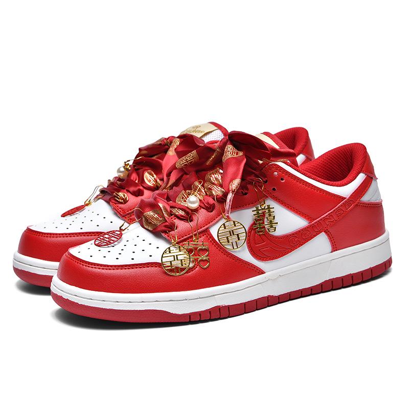 

AJ Wedding Red Sneakers for Women: Xiuhe Bride & Benmingnian Couple Style with Accessories 39