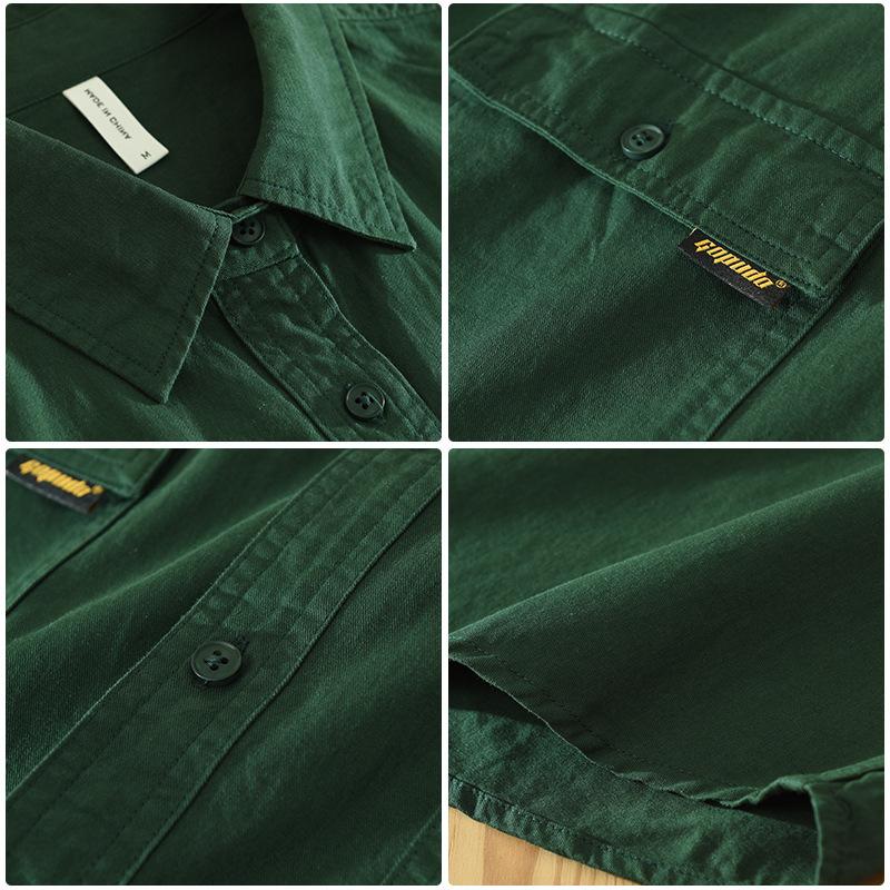 Camisas Cargo Estilo Japonês para Homens Camisa de Verão de Manga Curta 100% Algodão Puro Casual Solta Tops Masculinos Nova Moda Camisa de Bolso Duplo Juventude