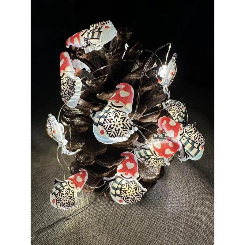 Luci di Natale a LED con Babbo Natale, Pupazzo di Neve, Renna e Campane nel Design Cappello Nero