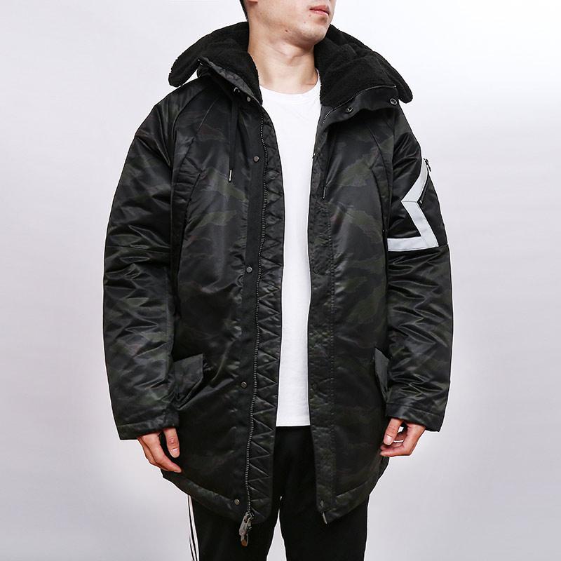 Jordan Sportovní zateplená pánská zimní bunda s kapucí, střední délky, černá AA1952-011