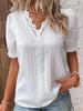 2025 Summer European & American Women's Hollowed-out Short-sleeved Holiday Fashion Shirt