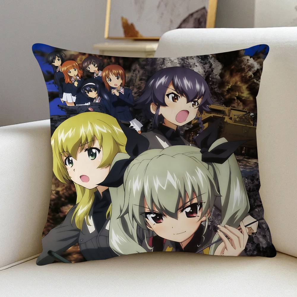 Anime G-GIRLS Und PANZER Cushion Cover Car Throw Pillow Case For Sofa Car Christmas Gift 40x40cm 45x45cm