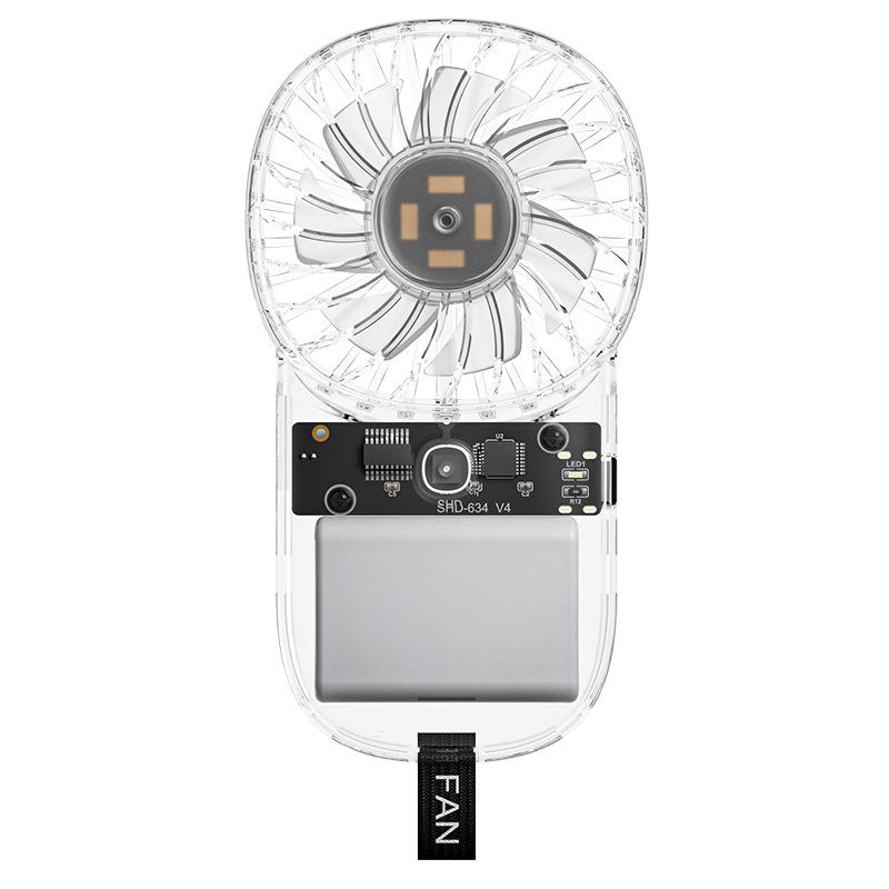 Weilexing 25th Anniversary Transparent Rechargeable Mini Handheld & Desktop Fan with Seven-Color Light 68x28x122 mm прозрачный