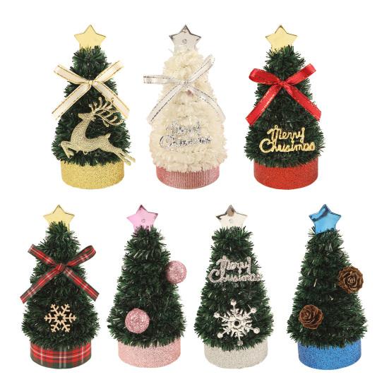 5 Inch Mini Christmas Tree Artificial Tabletop Christmas Tree Decorations with Star Tree Topper for Winter Fireplace Mantel Decor