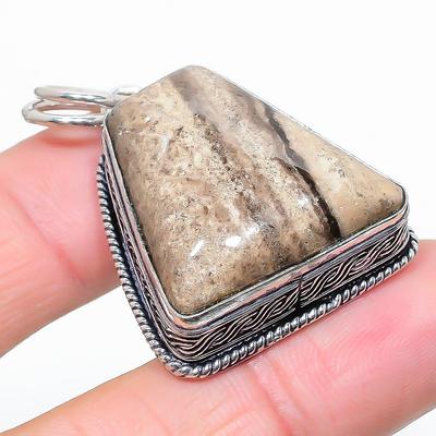 Natural Picture Jasper Gemstone 925 Sterling Silver Gift Pendant 1.69" f3G34