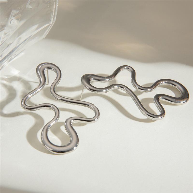 Minimalist Irregular Hollow Geometric Metal Earrings Punk Statement Earrings Charm Earrings