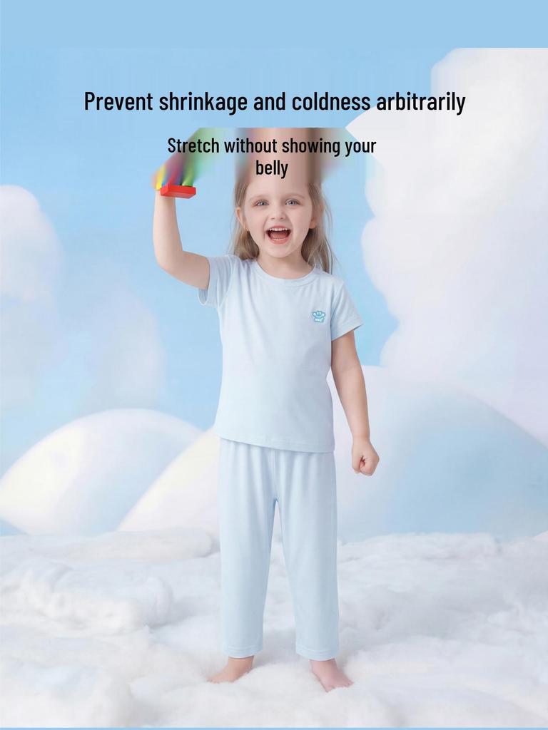 2022 Children's Eucalyptus Home Wear Set: Boys' & Girls' Short Sleeve Base Layer Pajamas