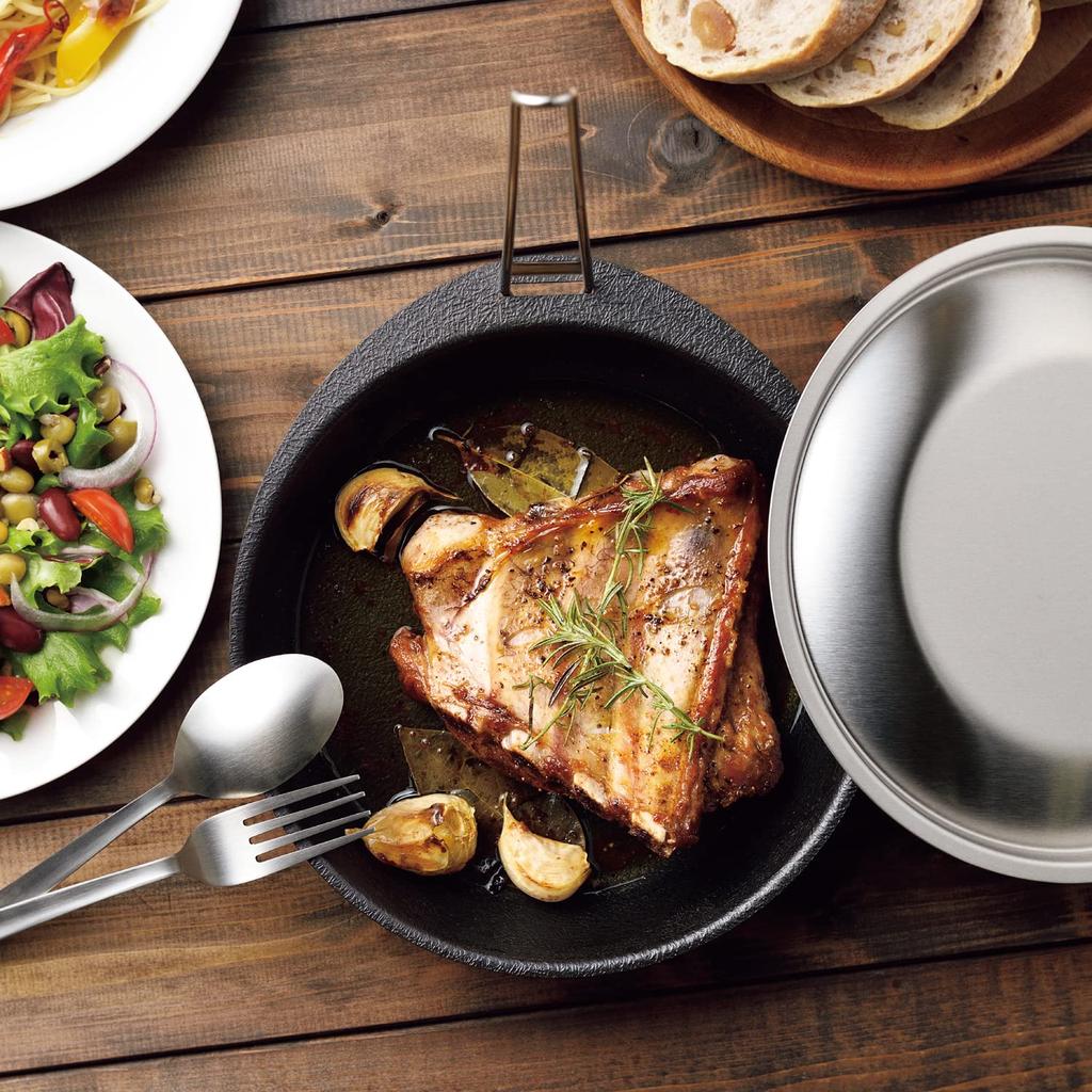 Takagi Glee-ru Removable Handle Grill Pan with Stainless Steel Lid and Handle, Round, 20cm, 3-Piece Set, Made In Japan