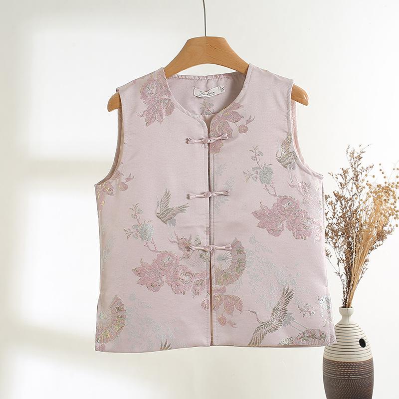 

Ретро жилет с пряжкой 2025 ранняя весна высококлассный темперамент стойка воротник жилет жилет XXXL [Recommended 138-75kg] розовый