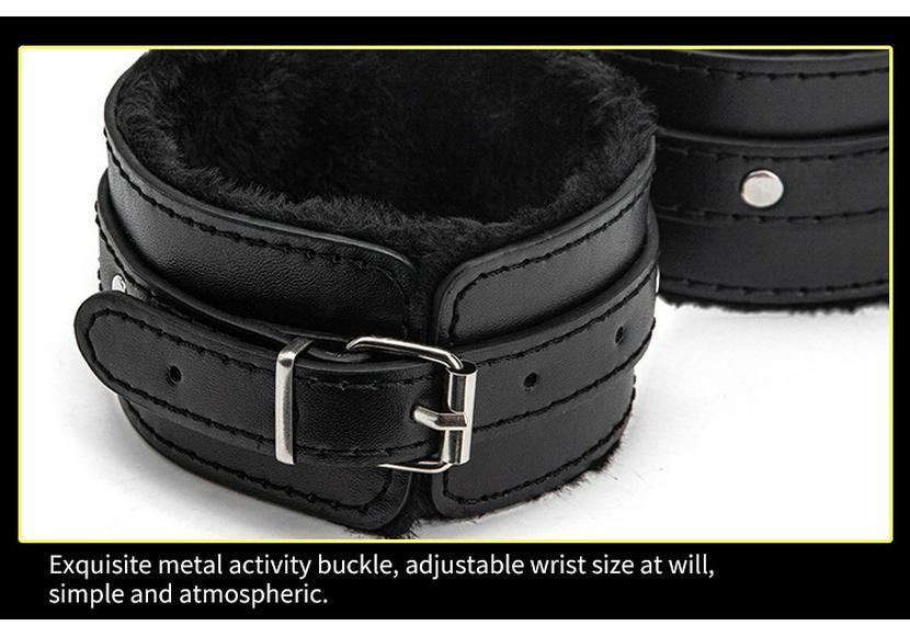 Adult Plush Handcuff & Foot Cuff Restraint Set with Cross Buckle
