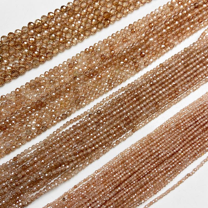 Perles de Zircon Naturel Facetté Champagne Perles Espacement Libres Pour la Fabrication de Bijoux Accessoires Charms DIY Fait Main 2 3 4mm Vente en Gros
