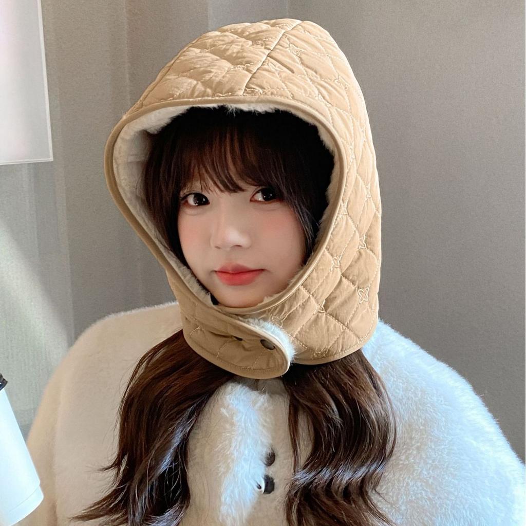 Cute Little Bear with Double sided Women's Plush New Korean Version Knitted Versatile Warm Ear Protection Thickened Fashionable Hat