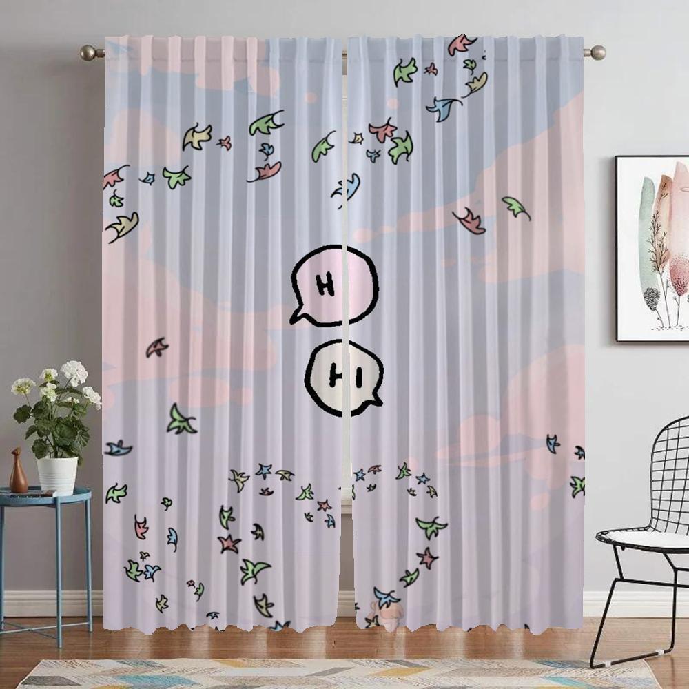 Heartstopper Kitchen Curtains for Living Room Curtain Shades Partition Tulle for Bedroom Halloween Decoration Curtains 2 Pieces