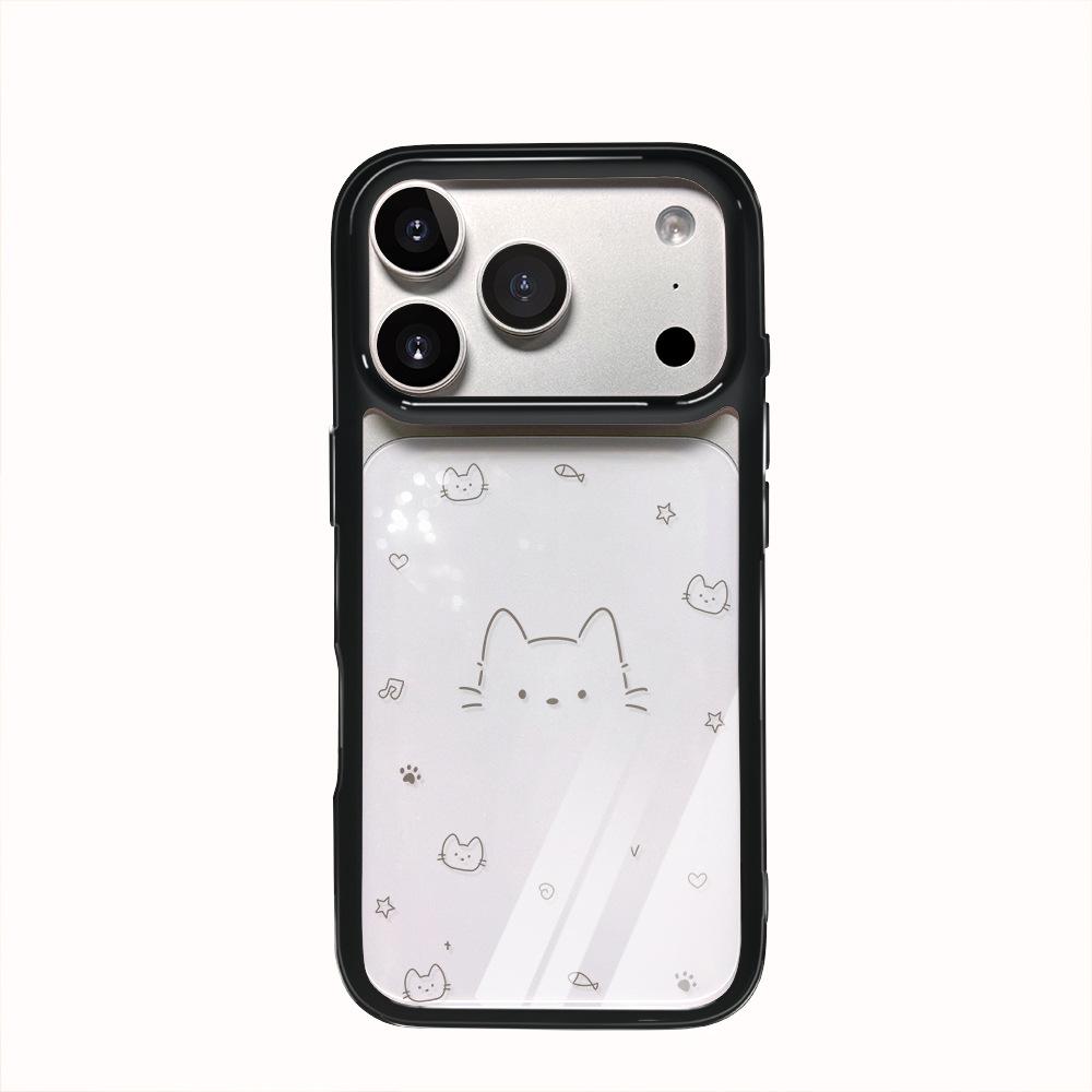 Line Kitten Is Suitable for iPhone17Pro Mobile Phone Case, Anti-drop Apple 16/15 Transparent Protective Case 14 New Women