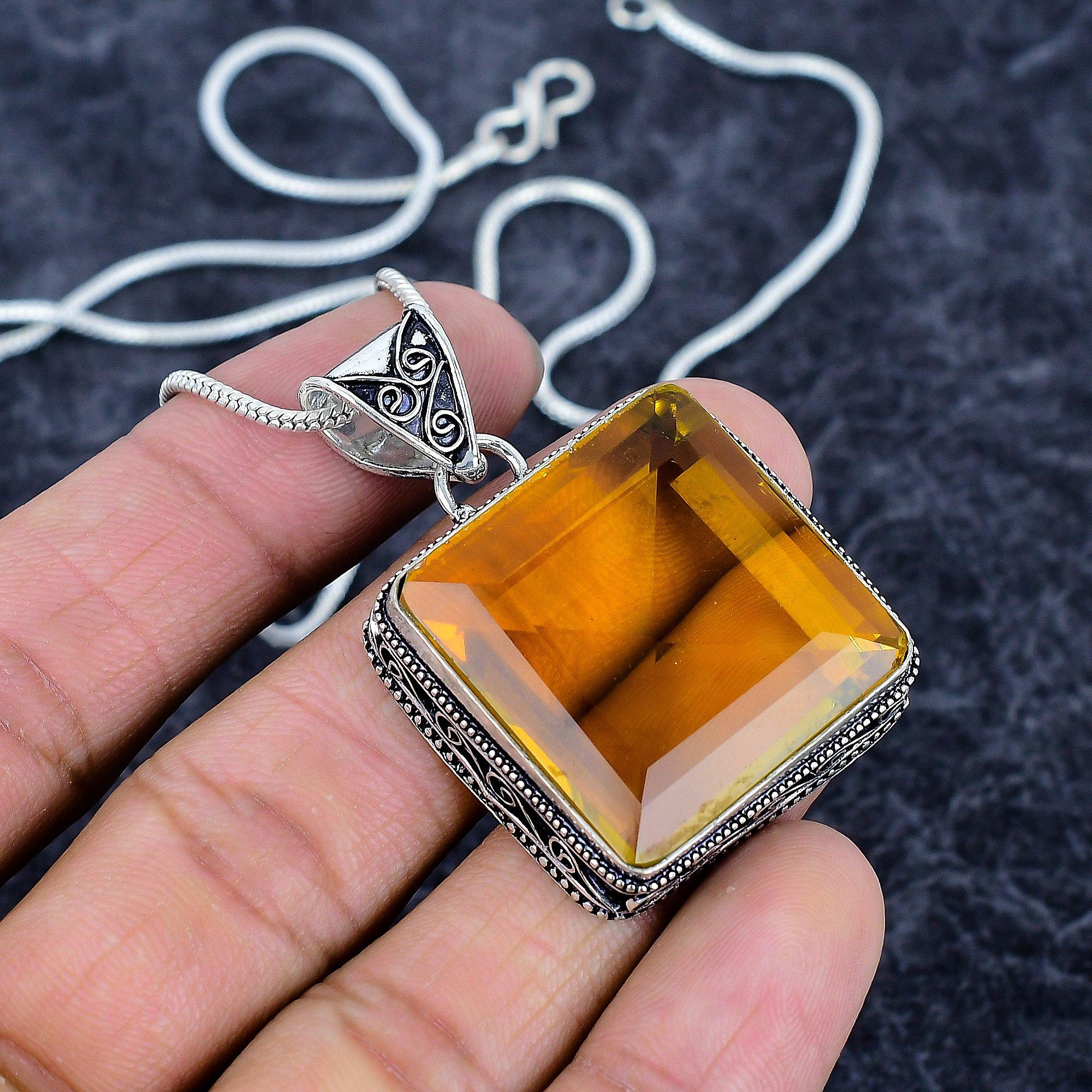 

Citrine Gemstone Handmade 925 Sterling Silver Jewelry Pendant 1.85 M-3206