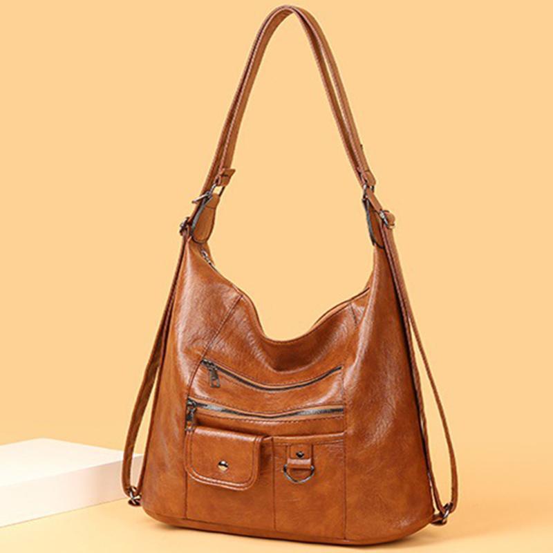 

Vintage Shoulder Bag for Women Soft PU Leather Crossbody Bag Casual Handbag Retro 36*14*32cm коричневий