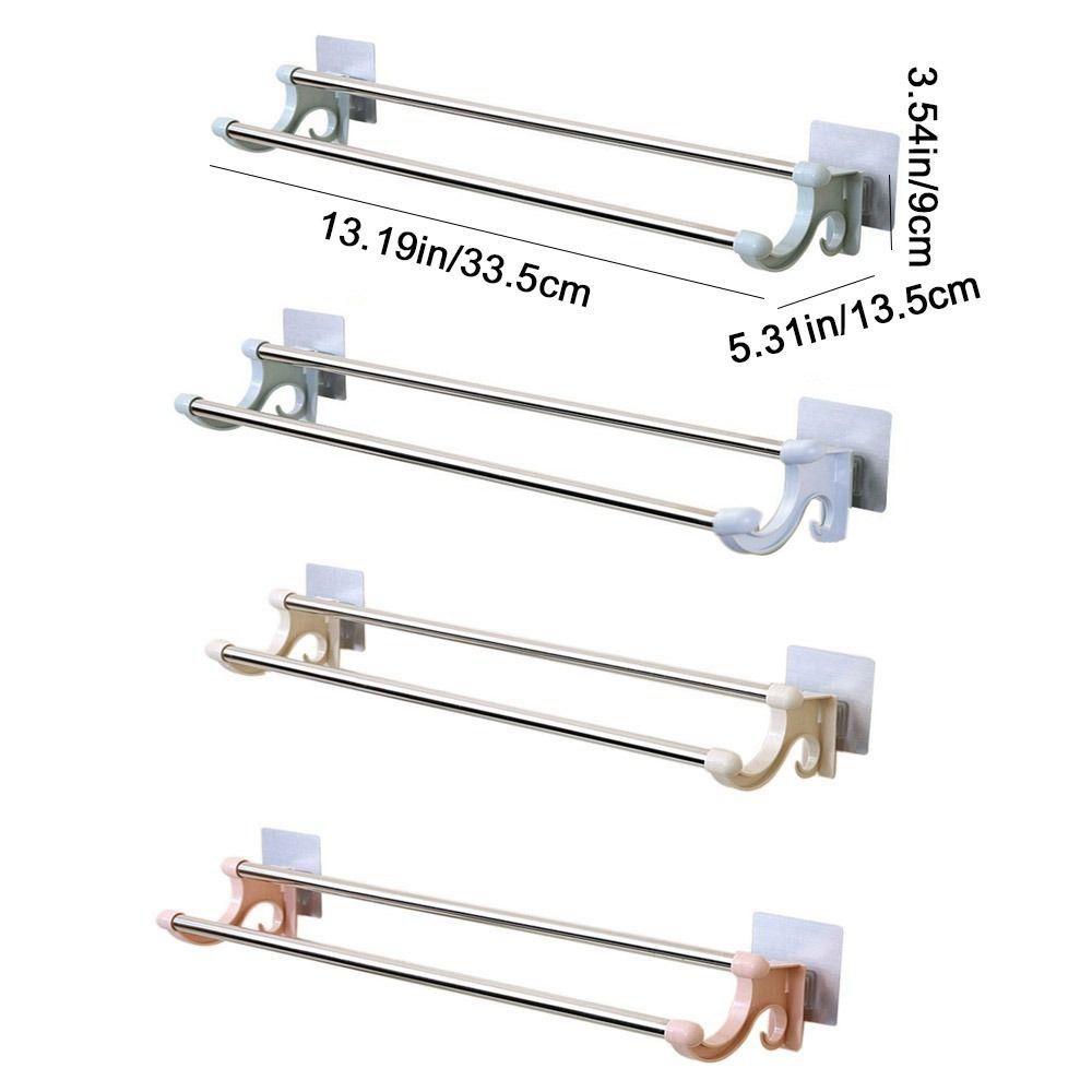 Stainless Steel Double Rod Towel Bar Punch-free Towel Storage Shelf Towel Rack  Toilet