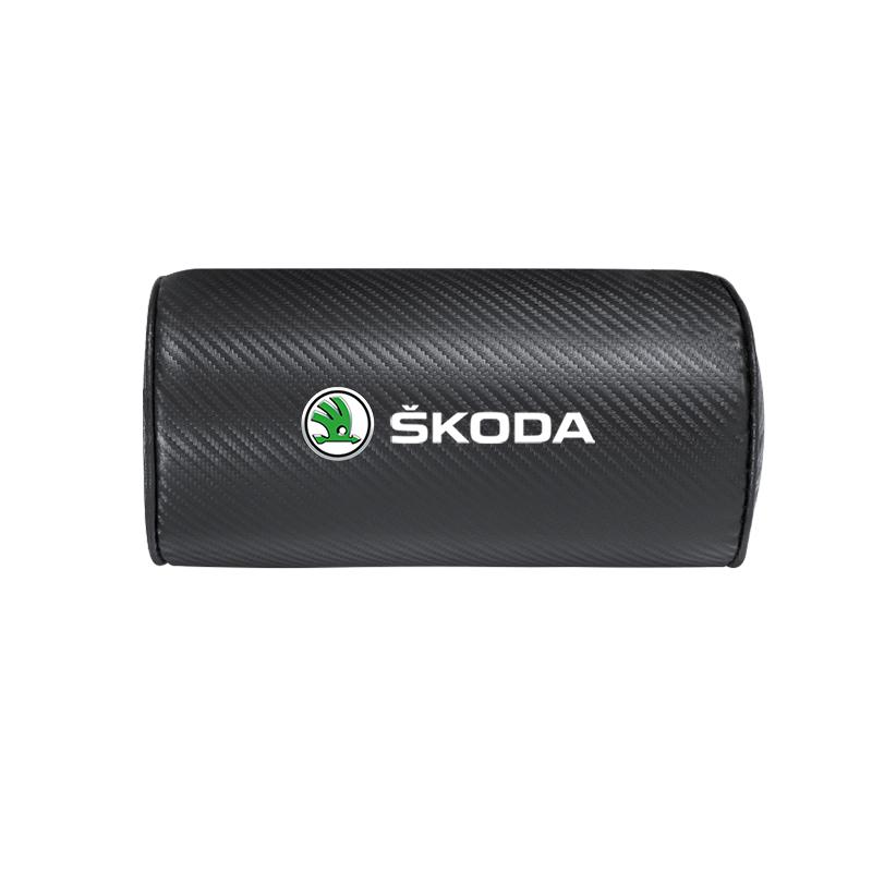 HIAQ2 Carbon Fibre Pattern Car Seat Headrest Neck Pillow For Skoda Octavia Superb Rapid Kodiaq Kamiq Vision RS Yeti Karoq Fabia Enyaq