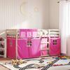VidaXL Bunk Bed with Pink Curtains 90x200 Cm Solid Pine Wood, Bed, Bed Frame, Low Bunk Bed, Bedroom Furniture At 3283894