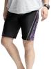 One Colors Men's Fitness Swimsuit, Competition Swimsuit, Plus Size Swim Trunks with Side Stripes, Size 4L, Black and Purple with Charcoal Stitching