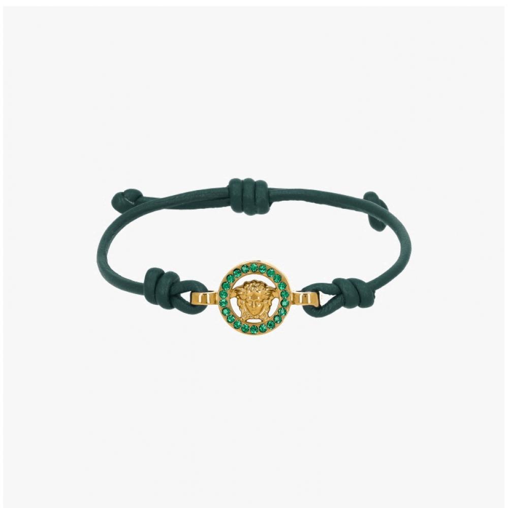 Versace Leather Bracelet Medusa Crystal Braid 1019668 1a05169 1ga9v