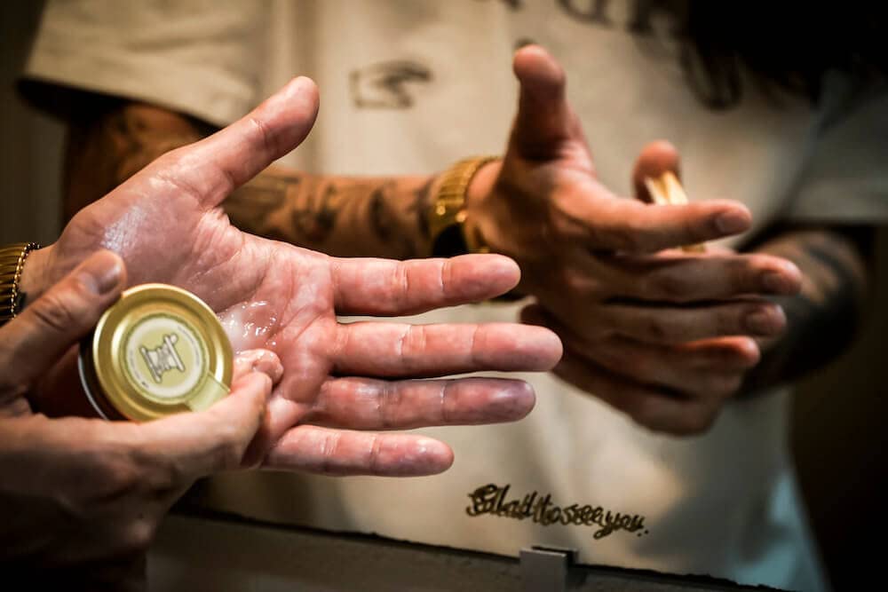 Glad Hand Men's Organic Hair Balm, Made In Japan, 63g. GLAD HAND APOTHECARY HAIR BALM "INDIAN CHANT" by GANGSTERVILLE, WEIRDO, and OLD CROW.