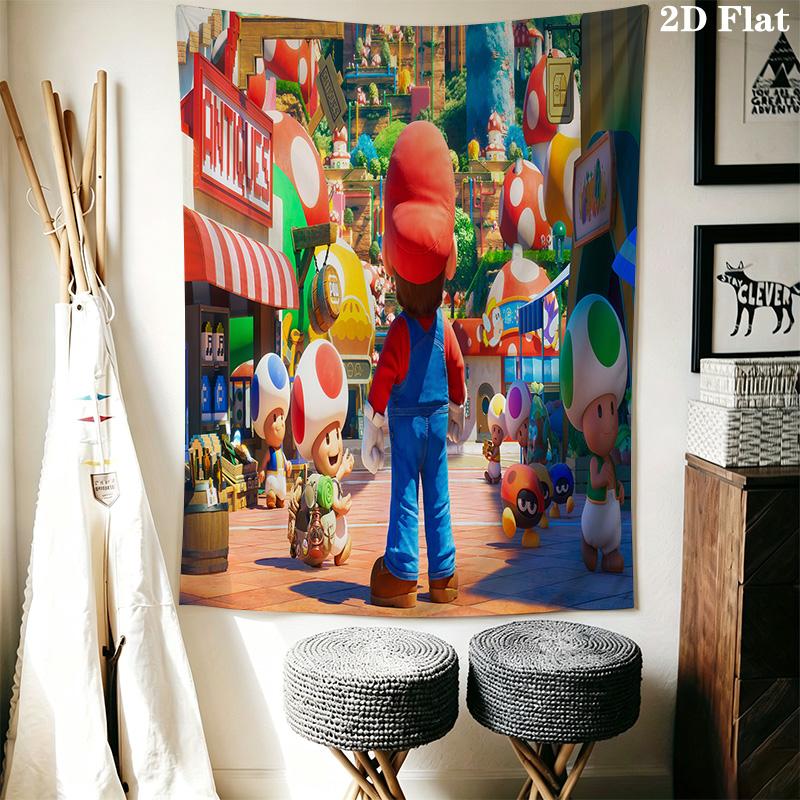 Super Mario Bros Movie Tapestry Tapestry Fashion Print Wallmounted Christmas Gift Home Decor Work Of Art