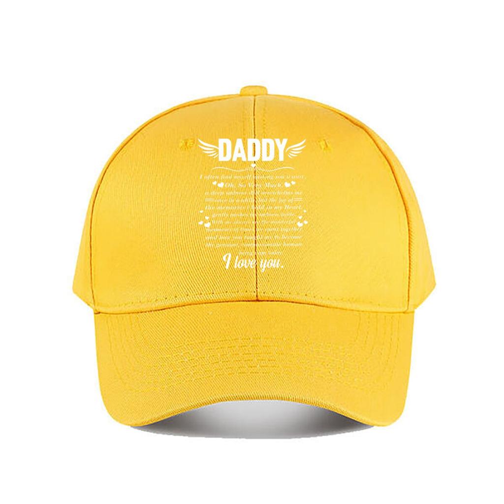 Daddy Memorial Canvas Wall Art Loving Quote Wings Heart Baseball Cap Fashion Unisex Sunhat Womens Outdoor Sports