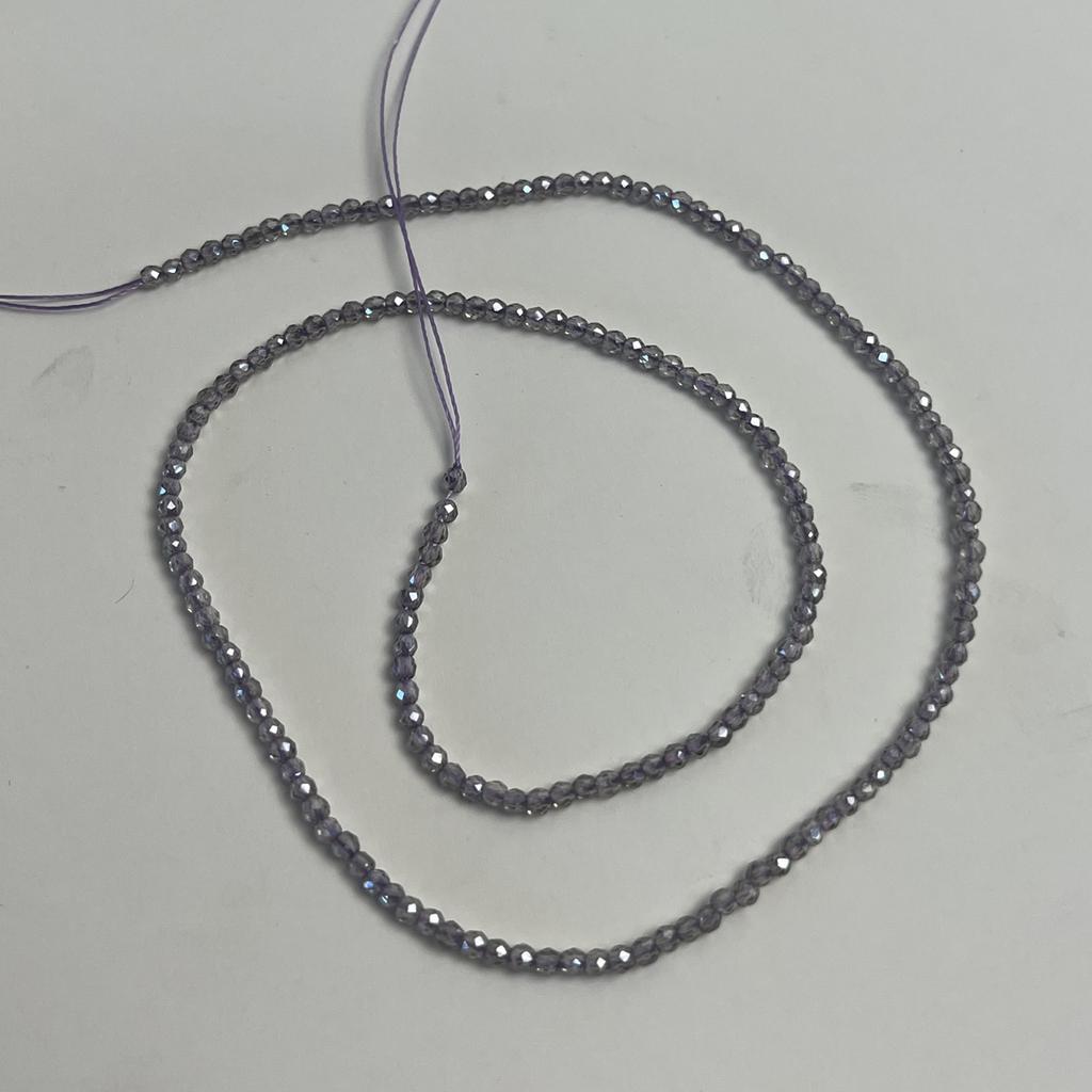 5String, Sparkling Lavender Gray Iridescent Plated Glass Beads 2mm/3mm, Dainty Loose Beads for DIY Minimalist Fairycore Bracelet Jewelry Making 38cm