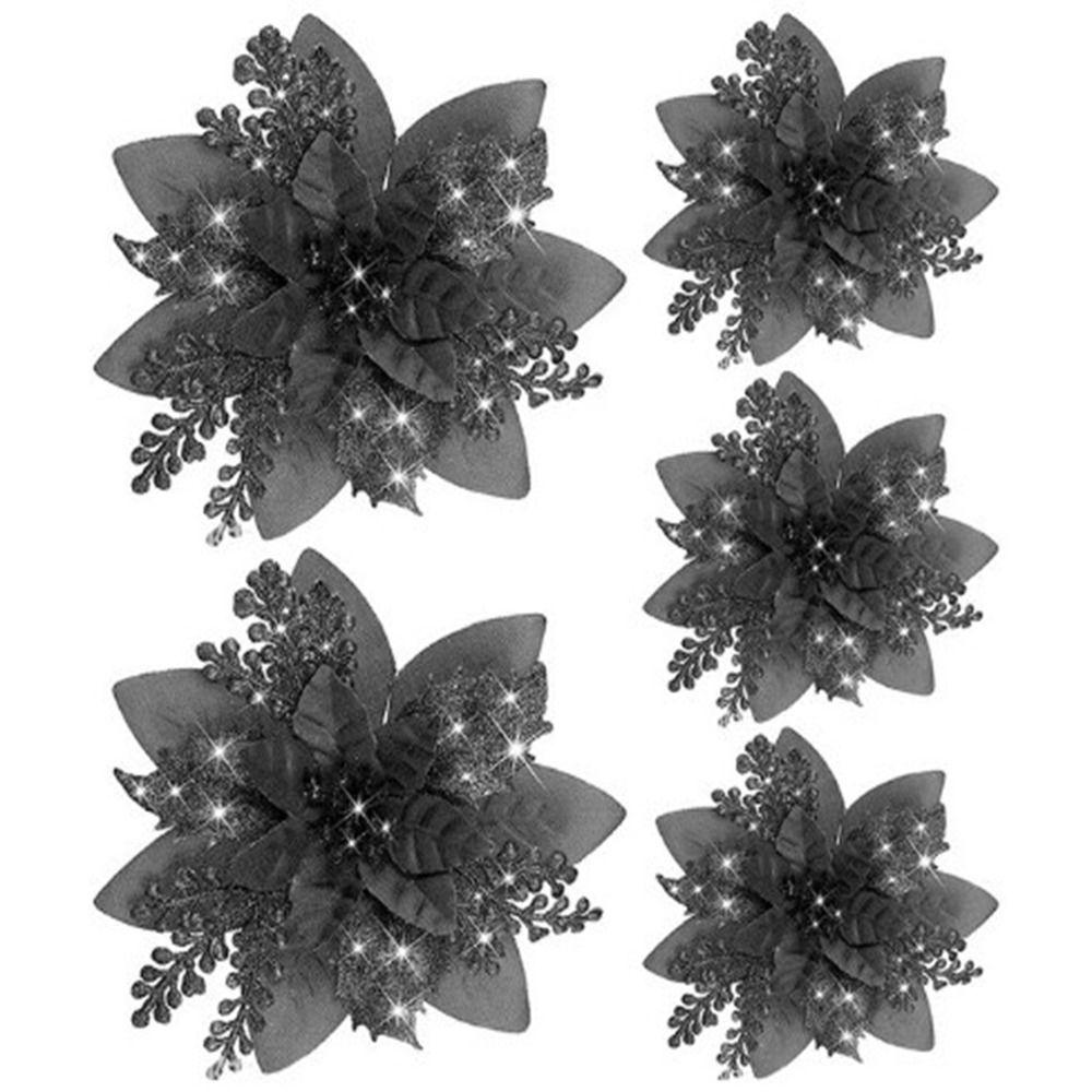 

5Pcs/set Festival Sparkling Artificial Christmas Flowers DIY Handmade Fake Flowers Fake Christmas Wreath Accessories Festival чёрный