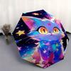 1 Stück Kosmische Katzenreise Automatisches Öffnen und Schließen Faltbar - Eine Gute Wahl für Geschenke, Modischer und Praktischer Regenschirm Mit Niedlichem Cartoon-Charak