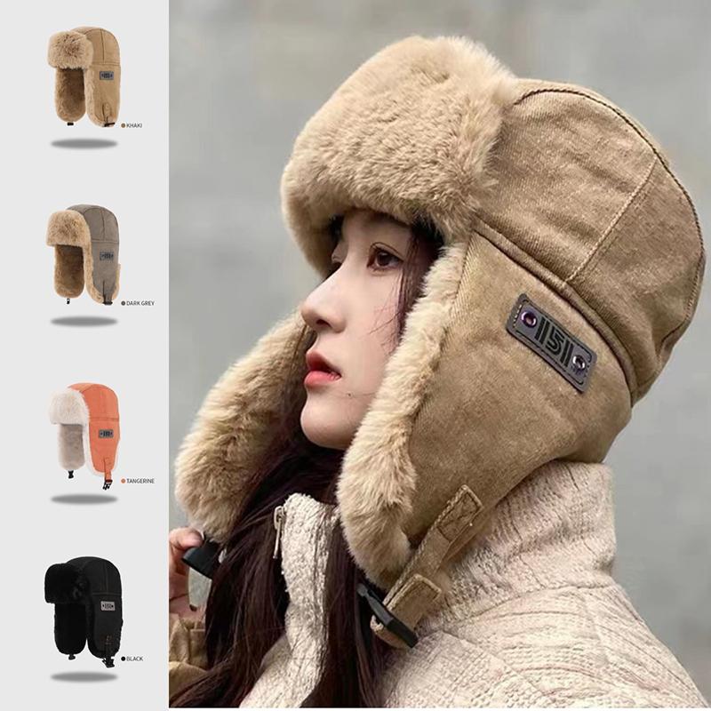 Newest Bomber Hat Men Women Thick Warm Russian Ushanka Fur Hat Fashion Male Female Winter Hat Black Grey Earflap Ski Russian Cap