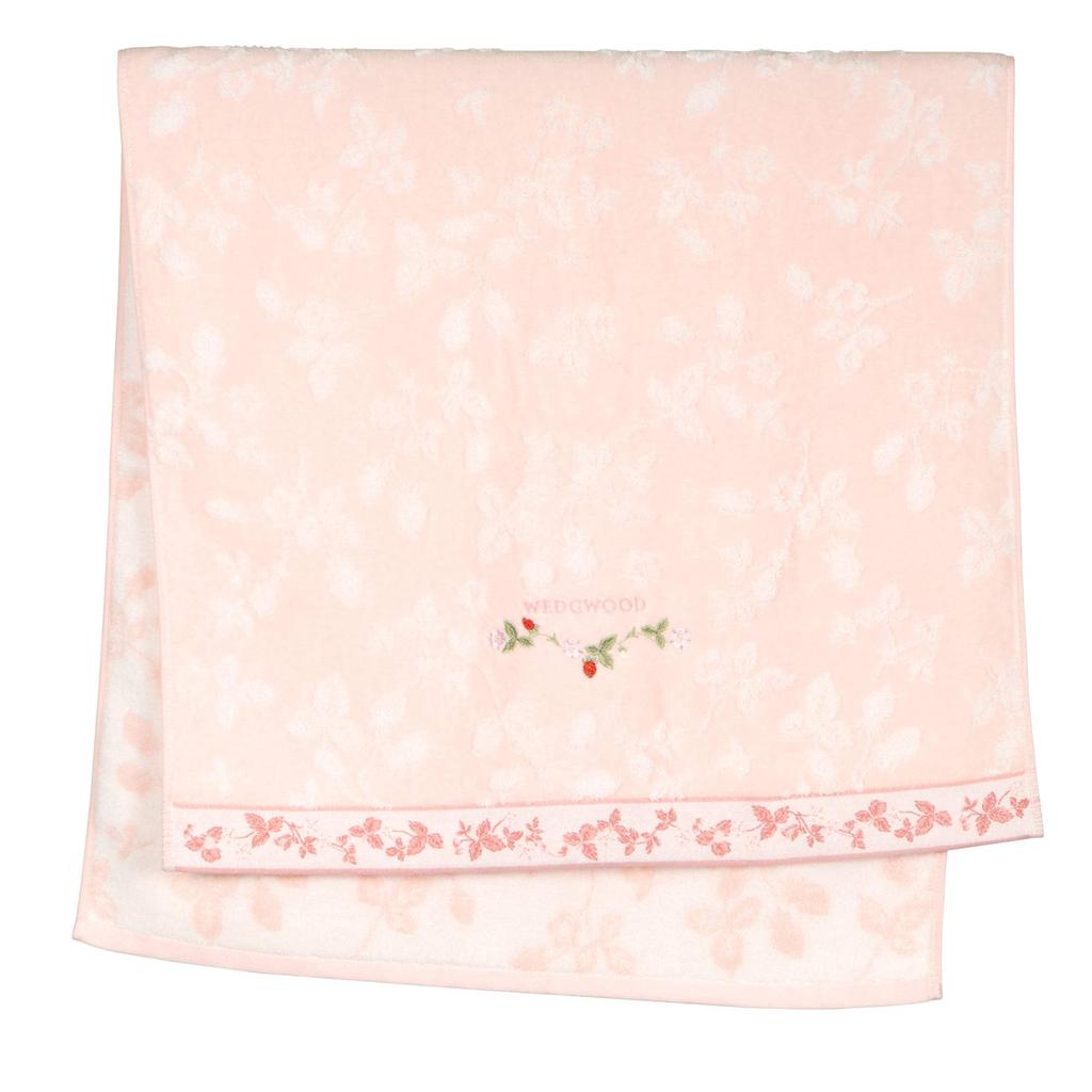 Nishikawa Bath Towel, 100% Cotton, Wedgwood Wild Strawberry, Strawberry Design, Smooth Shirring, Soft Pink, TT11304606P